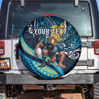 Personalised Gold Coast Titans Spare Tire Cover Polynesian Tribal Art Style With Spartan Titan Mascot