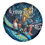 Personalised Gold Coast Titans Spare Tire Cover Polynesian Tribal Art Style With Spartan Titan Mascot