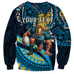Personalised Gold Coast Titans Sweatshirt Polynesian Tribal Art Style With Spartan Titan Mascot