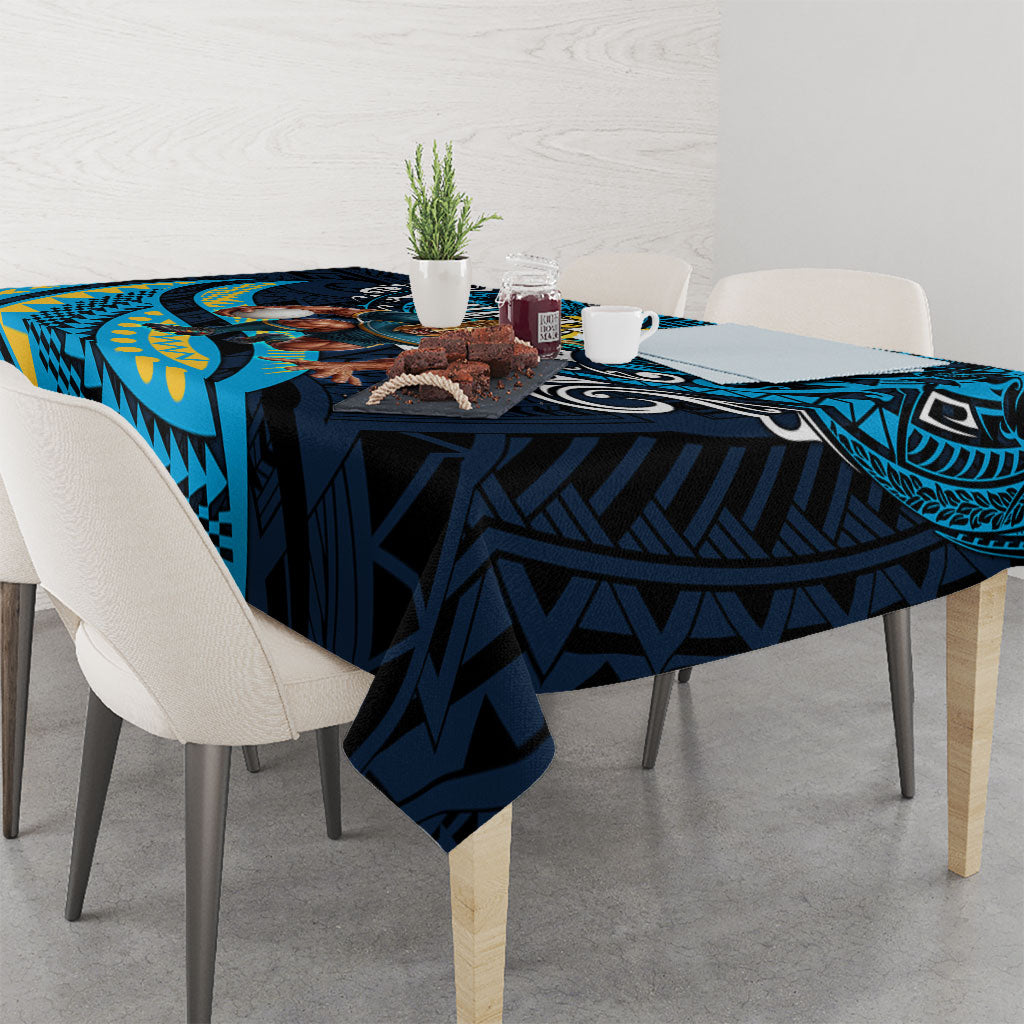 Personalised Gold Coast Titans Tablecloth Polynesian Tribal Art Style With Spartan Titan Mascot