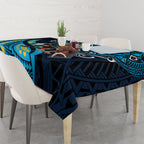 Personalised Gold Coast Titans Tablecloth Polynesian Tribal Art Style With Spartan Titan Mascot