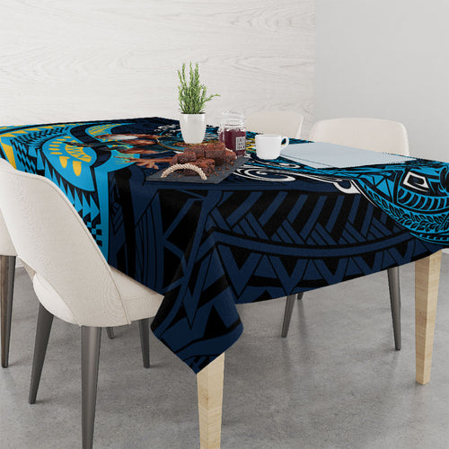 Personalised Gold Coast Titans Tablecloth Polynesian Tribal Art Style With Spartan Titan Mascot