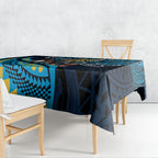 Personalised Gold Coast Titans Tablecloth Polynesian Tribal Art Style With Spartan Titan Mascot