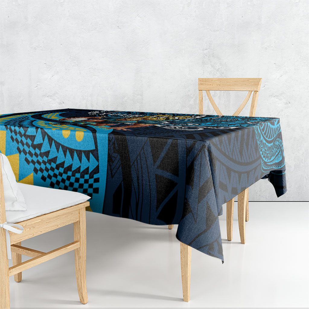 Personalised Gold Coast Titans Tablecloth Polynesian Tribal Art Style With Spartan Titan Mascot