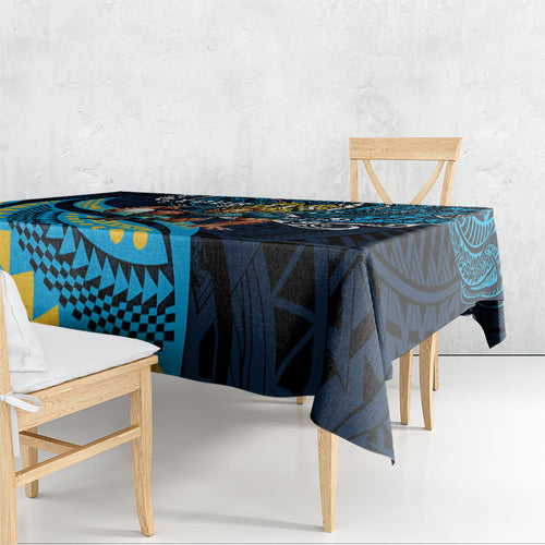 Personalised Gold Coast Titans Tablecloth Polynesian Tribal Art Style With Spartan Titan Mascot
