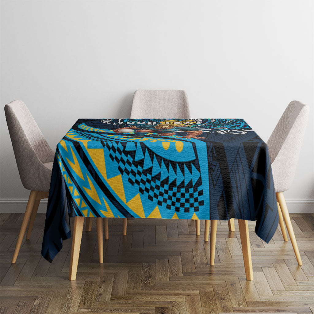 Personalised Gold Coast Titans Tablecloth Polynesian Tribal Art Style With Spartan Titan Mascot