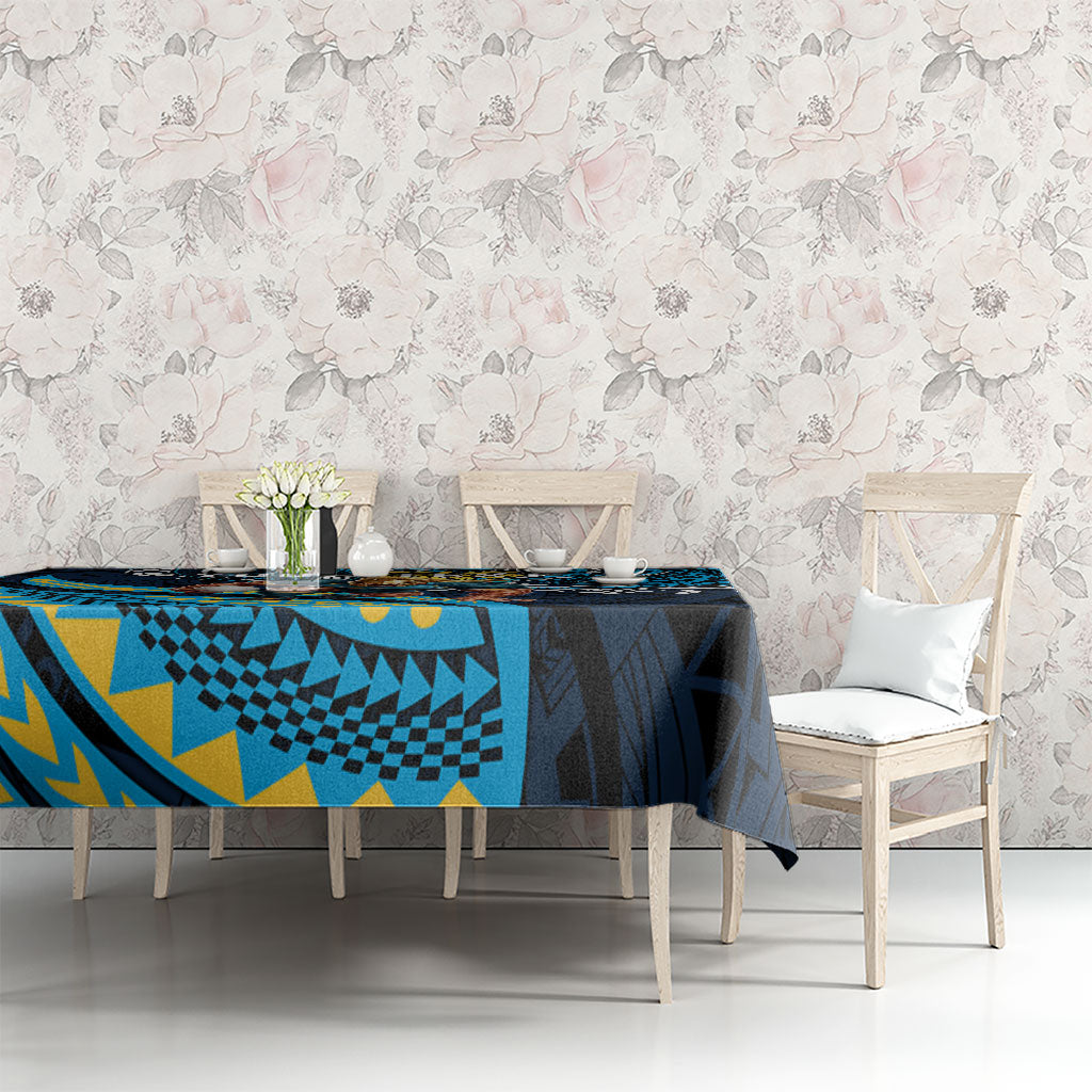 Personalised Gold Coast Titans Tablecloth Polynesian Tribal Art Style With Spartan Titan Mascot