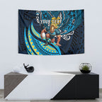 Personalised Gold Coast Titans Tapestry Polynesian Tribal Art Style With Spartan Titan Mascot