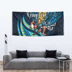 Personalised Gold Coast Titans Tapestry Polynesian Tribal Art Style With Spartan Titan Mascot
