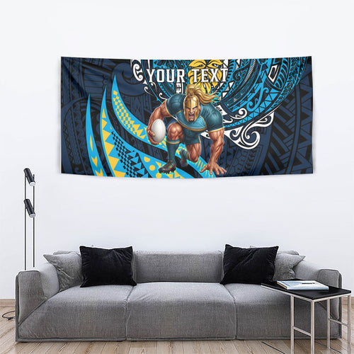 Personalised Gold Coast Titans Tapestry Polynesian Tribal Art Style With Spartan Titan Mascot