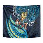 Personalised Gold Coast Titans Tapestry Polynesian Tribal Art Style With Spartan Titan Mascot