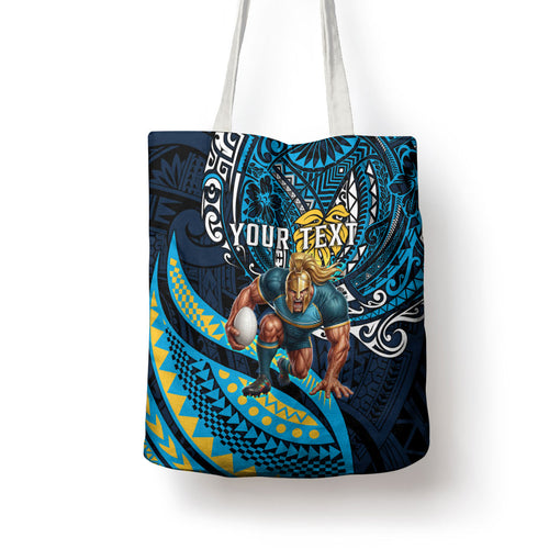 Personalised Gold Coast Titans Tote Bag Polynesian Tribal Art Style With Spartan Titan Mascot