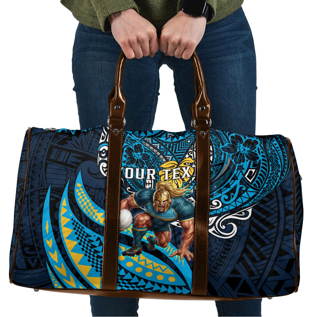 Personalised Gold Coast Titans Travel Bag Polynesian Tribal Art Style With Spartan Titan Mascot