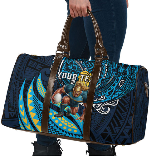 Personalised Gold Coast Titans Travel Bag Polynesian Tribal Art Style With Spartan Titan Mascot