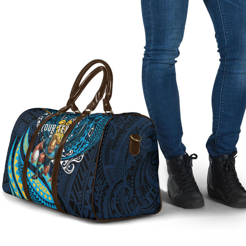 Personalised Gold Coast Titans Travel Bag Polynesian Tribal Art Style With Spartan Titan Mascot