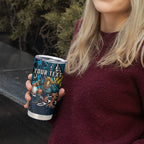 Personalised Gold Coast Titans Tumbler Cup Polynesian Tribal Art Style With Spartan Titan Mascot