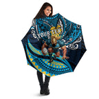Personalised Gold Coast Titans Umbrella Polynesian Tribal Art Style With Spartan Titan Mascot