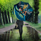 Personalised Gold Coast Titans Umbrella Polynesian Tribal Art Style With Spartan Titan Mascot