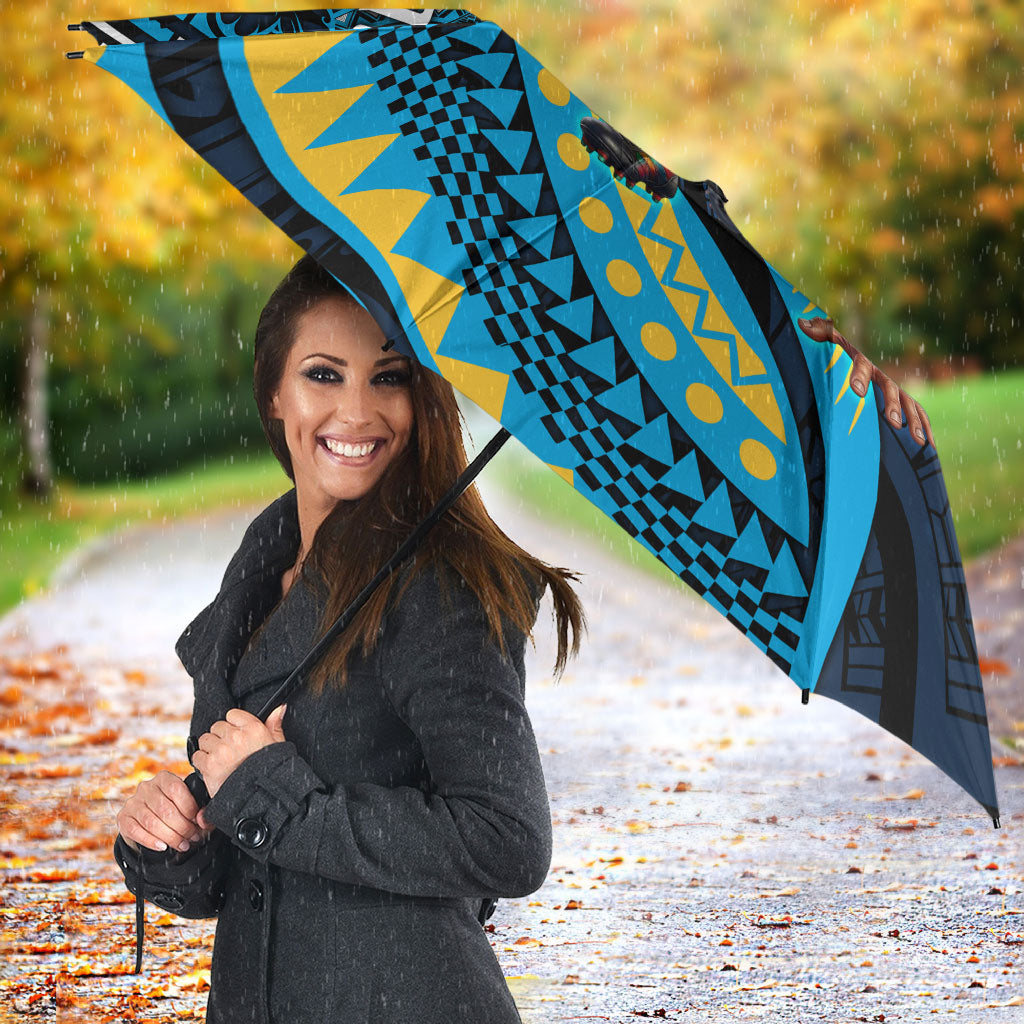 Personalised Gold Coast Titans Umbrella Polynesian Tribal Art Style With Spartan Titan Mascot