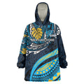 Personalised Gold Coast Titans Wearable Blanket Hoodie Polynesian Tribal Art Style With Spartan Titan Mascot