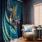 Personalised Gold Coast Titans Window Curtain Polynesian Tribal Art Style With Spartan Titan Mascot
