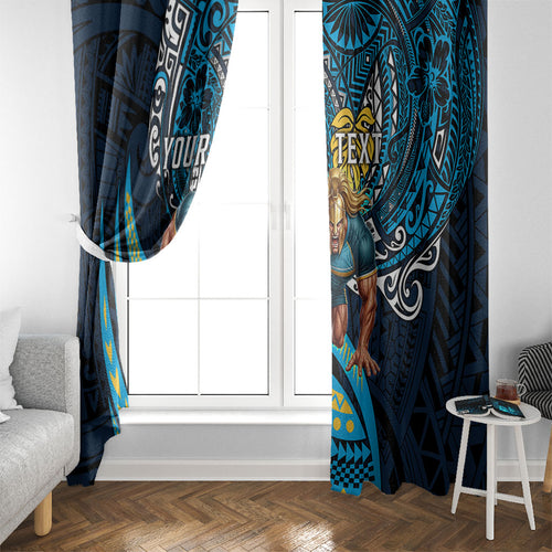 Personalised Gold Coast Titans Window Curtain Polynesian Tribal Art Style With Spartan Titan Mascot