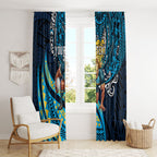 Personalised Gold Coast Titans Window Curtain Polynesian Tribal Art Style With Spartan Titan Mascot