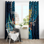 Personalised Gold Coast Titans Window Curtain Polynesian Tribal Art Style With Spartan Titan Mascot