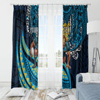 Personalised Gold Coast Titans Window Curtain Polynesian Tribal Art Style With Spartan Titan Mascot