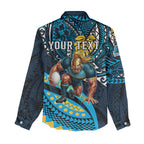 Personalised Gold Coast Titans Women Casual Shirt Polynesian Tribal Art Style With Spartan Titan Mascot
