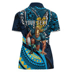 Personalised Gold Coast Titans Women Polo Shirt Polynesian Tribal Art Style With Spartan Titan Mascot