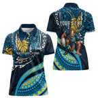 Personalised Gold Coast Titans Women Polo Shirt Polynesian Tribal Art Style With Spartan Titan Mascot