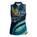 Personalised Gold Coast Titans Women Sleeveless Polo Shirt Polynesian Tribal Art Style With Spartan Titan Mascot