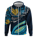 Personalised Gold Coast Titans Zip Hoodie Polynesian Tribal Art Style With Spartan Titan Mascot