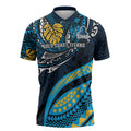 Personalised Gold Coast Titans Zipper Polo Shirt Polynesian Tribal Art Style With Spartan Titan Mascot
