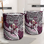 Personalised Manly Warringah Sea Eagles Laundry Basket Polynesian Tribal Art Style With Muscular Sea Eagle Mascot