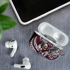 Personalised Manly Warringah Sea Eagles AirPods Case Polynesian Tribal Art Style With Muscular Sea Eagle Mascot