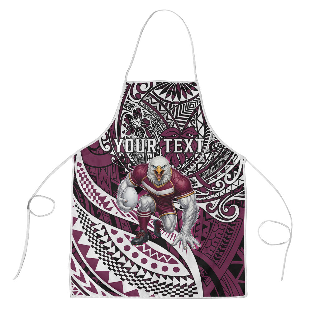 Personalised Manly Warringah Sea Eagles Apron Polynesian Tribal Art Style With Muscular Sea Eagle Mascot