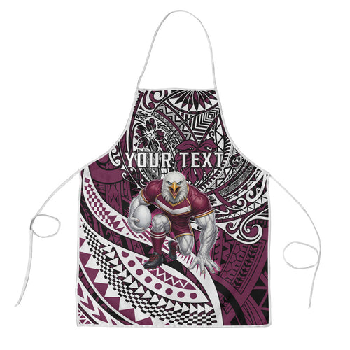 Personalised Manly Warringah Sea Eagles Apron Polynesian Tribal Art Style With Muscular Sea Eagle Mascot