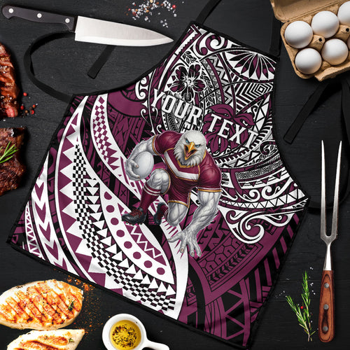 Personalised Manly Warringah Sea Eagles Apron Polynesian Tribal Art Style With Muscular Sea Eagle Mascot