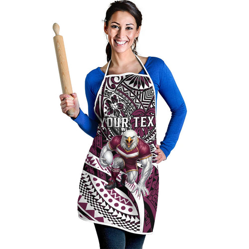 Personalised Manly Warringah Sea Eagles Apron Polynesian Tribal Art Style With Muscular Sea Eagle Mascot