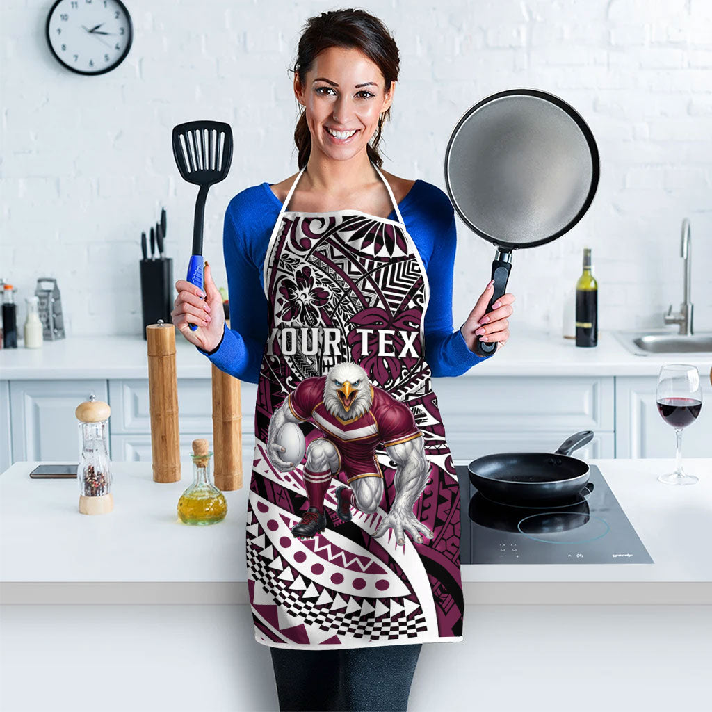 Personalised Manly Warringah Sea Eagles Apron Polynesian Tribal Art Style With Muscular Sea Eagle Mascot