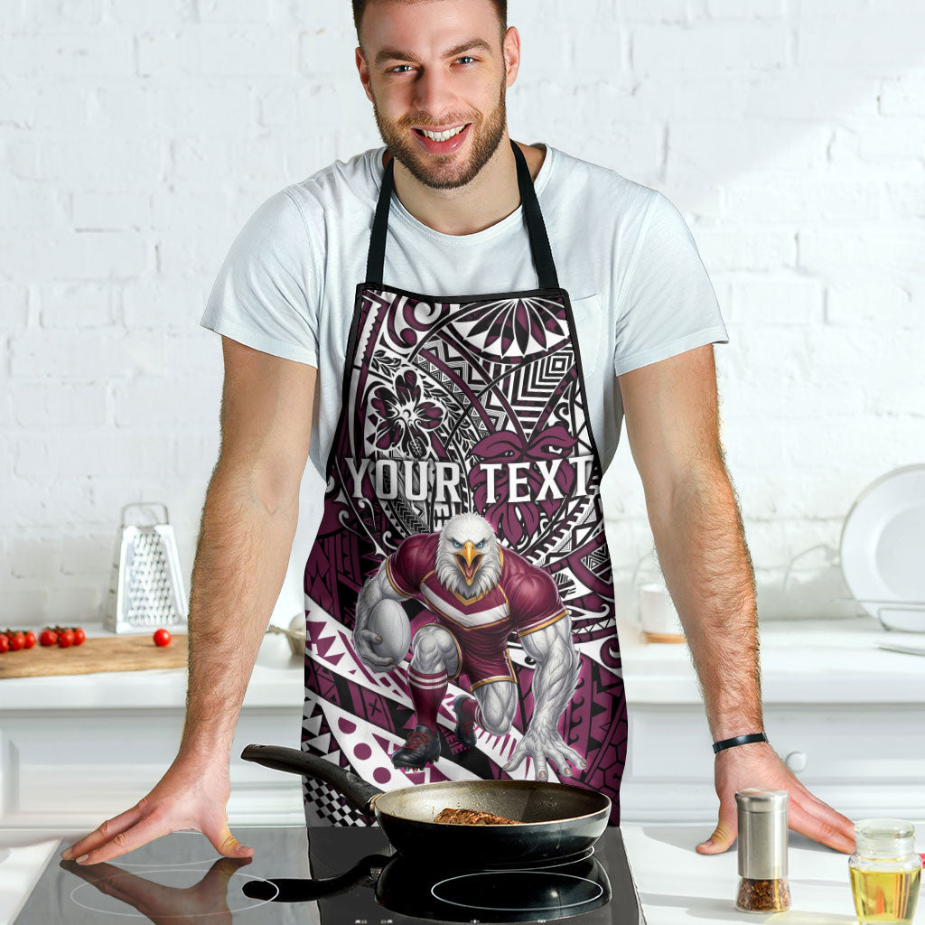 Personalised Manly Warringah Sea Eagles Apron Polynesian Tribal Art Style With Muscular Sea Eagle Mascot