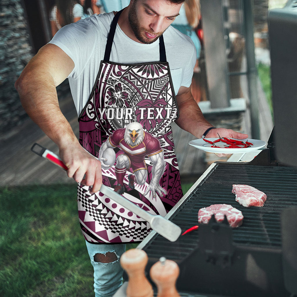 Personalised Manly Warringah Sea Eagles Apron Polynesian Tribal Art Style With Muscular Sea Eagle Mascot