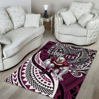 Personalised Manly Warringah Sea Eagles Area Rug Polynesian Tribal Art Style With Muscular Sea Eagle Mascot