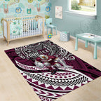 Personalised Manly Warringah Sea Eagles Area Rug Polynesian Tribal Art Style With Muscular Sea Eagle Mascot