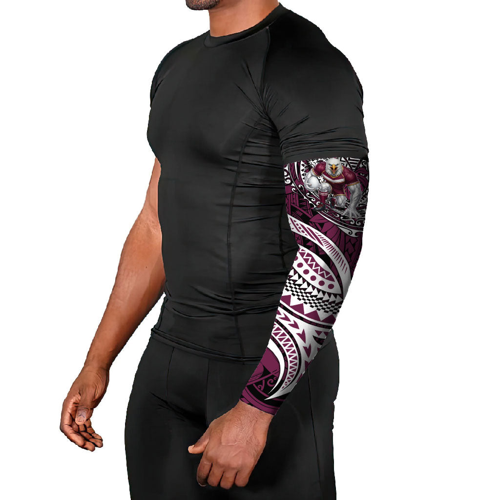 Personalised Manly Warringah Sea Eagles Arm Sleeves Polynesian Tribal Art Style With Muscular Sea Eagle Mascot