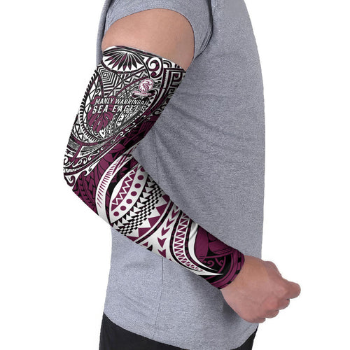 Personalised Manly Warringah Sea Eagles Arm Sleeves Polynesian Tribal Art Style With Muscular Sea Eagle Mascot