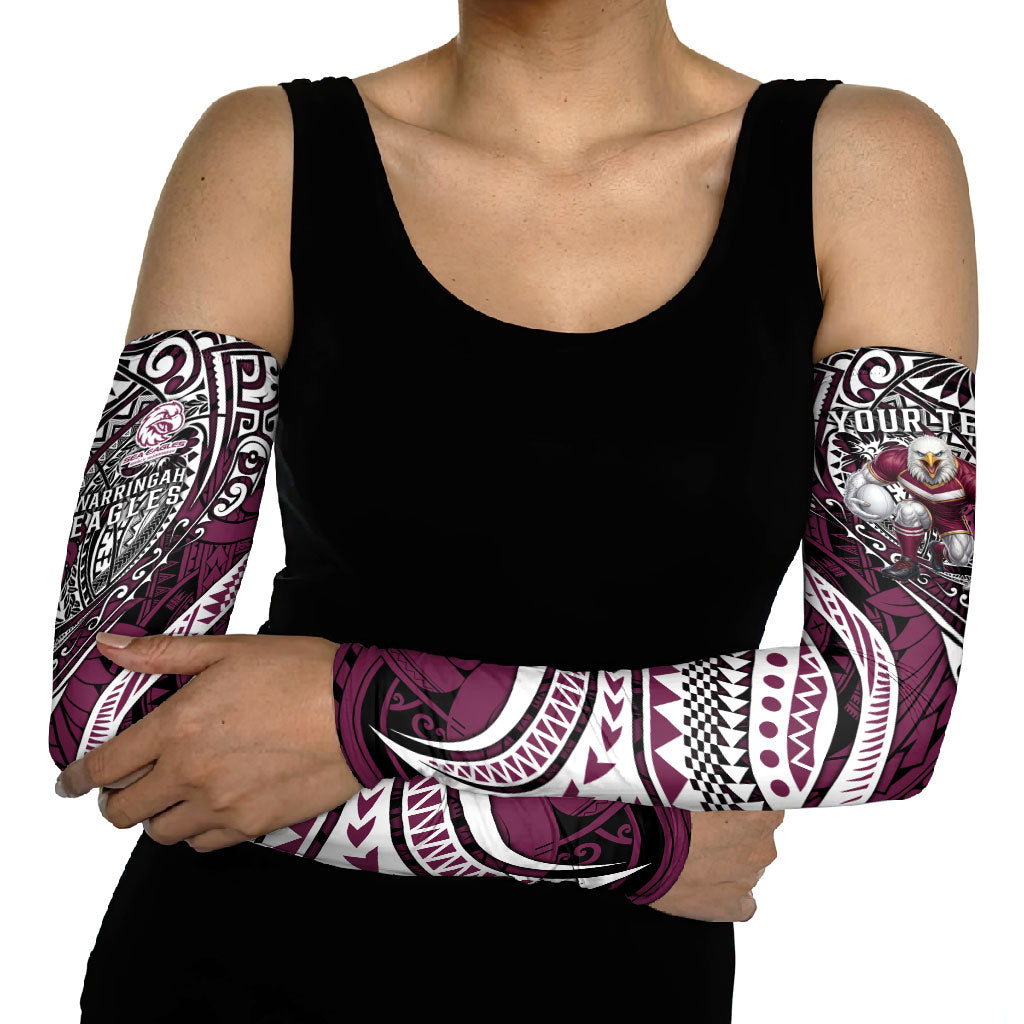 Personalised Manly Warringah Sea Eagles Arm Sleeves Polynesian Tribal Art Style With Muscular Sea Eagle Mascot