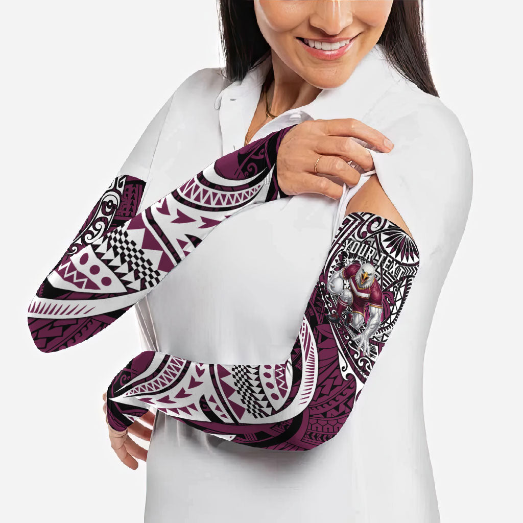 Personalised Manly Warringah Sea Eagles Arm Sleeves Polynesian Tribal Art Style With Muscular Sea Eagle Mascot